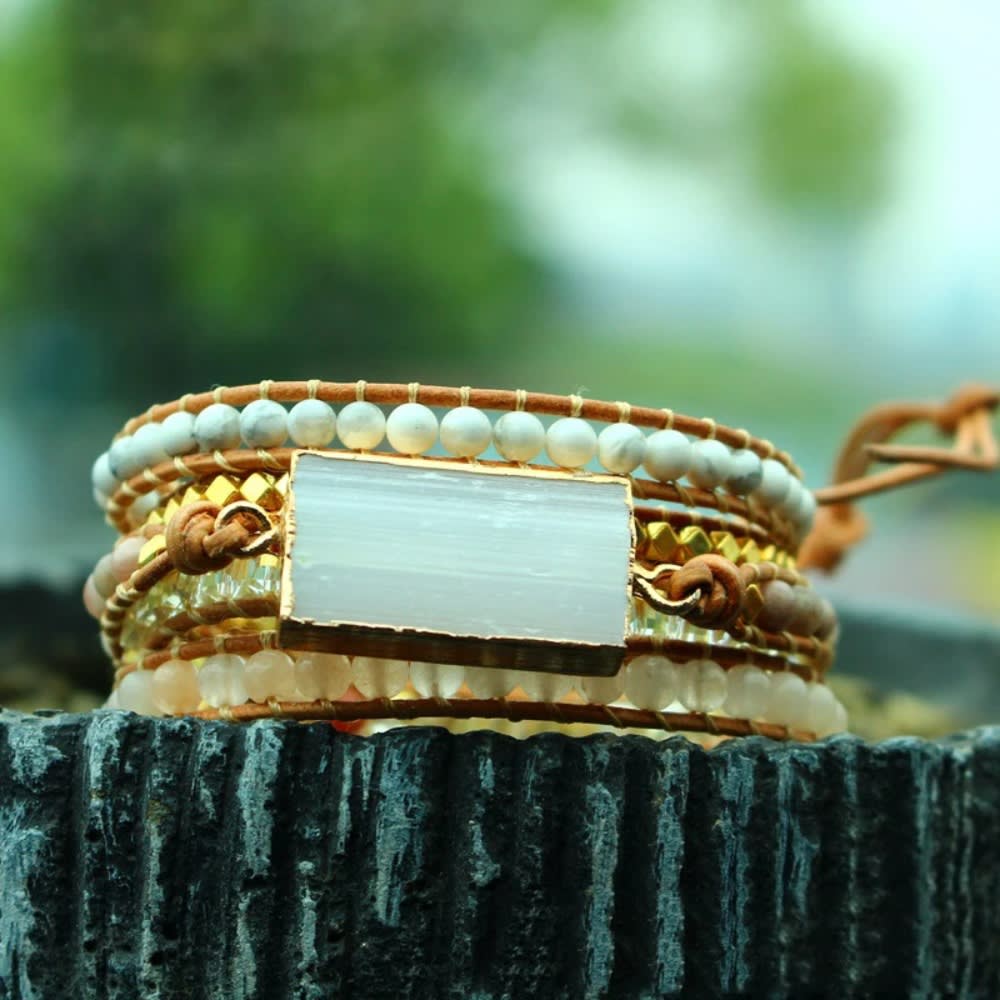 Natural Stone Bohe Mian Creative Bracelet Multi-layer Winding Bead Bracelet Couple Bracelet for Women Girl Jewelry Gift